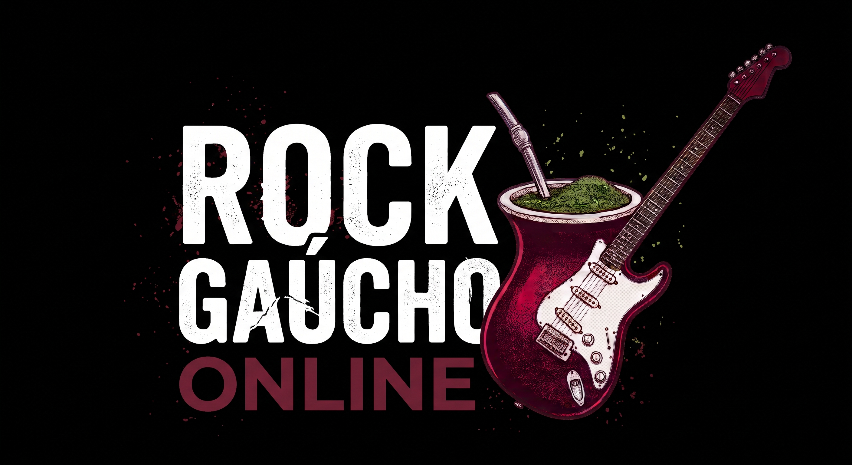 Logo ROCK GAÚCHO ONLINE - Cuia guitarra e chimarrão